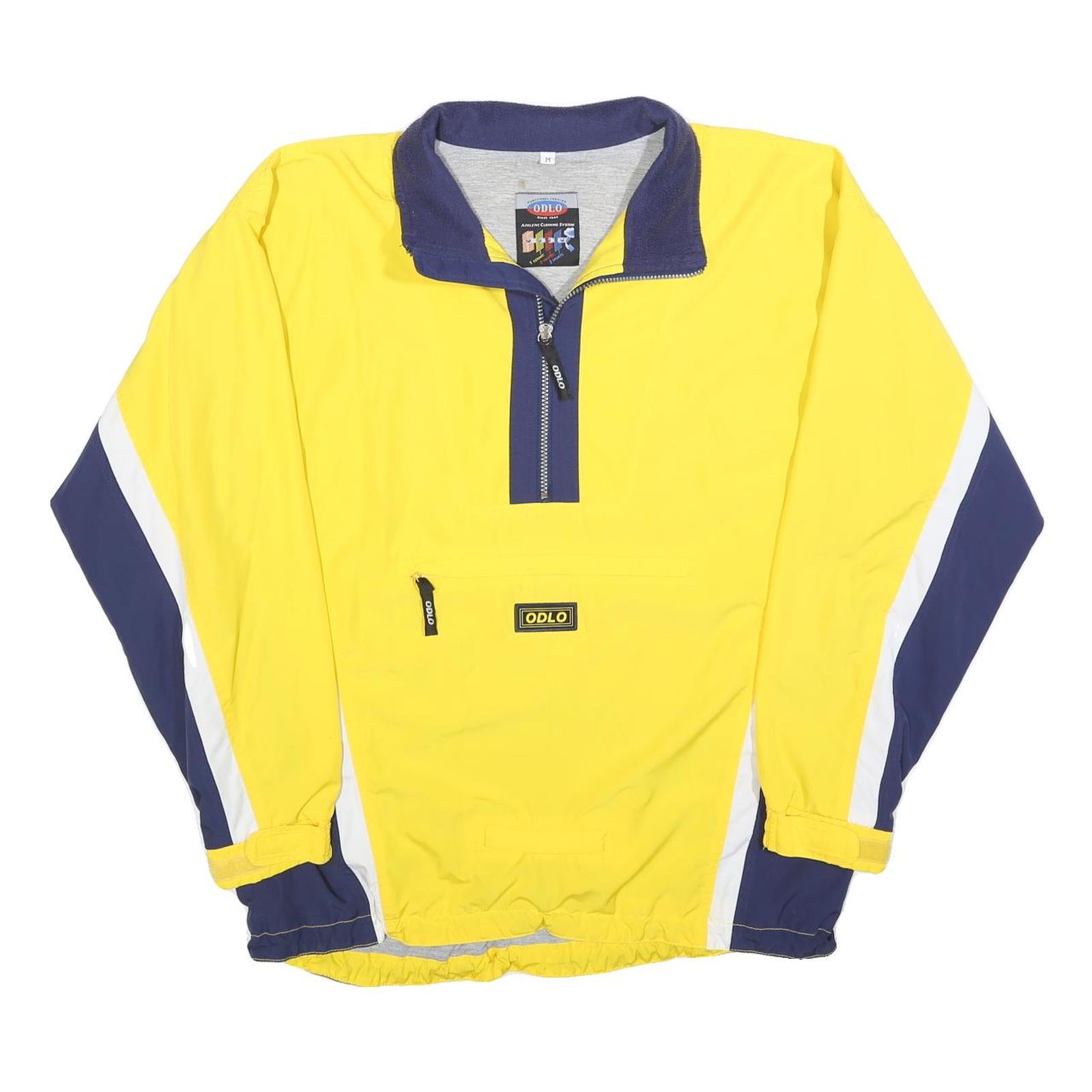 ODLO Mens Yellow & Navy Half Zip Polyester Track Jacket M Sport Activewear