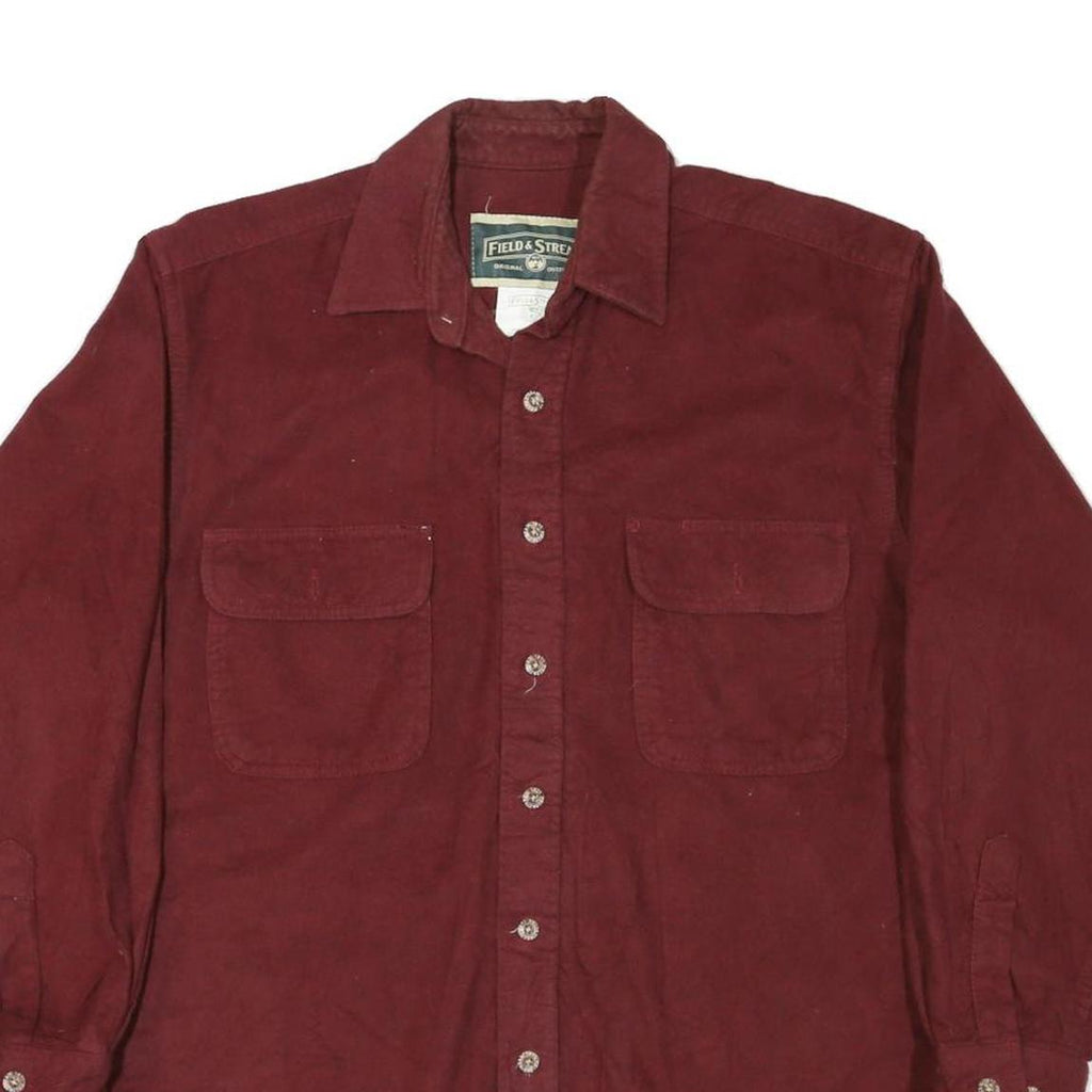 FIELD & STREAM Mens Maroon Plain Long Sleeve Shirt M Cotton Blend Casual