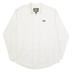 AVIREX Mens White & Black Stripe Cotton Shirt XL Classic Casual Button-Up