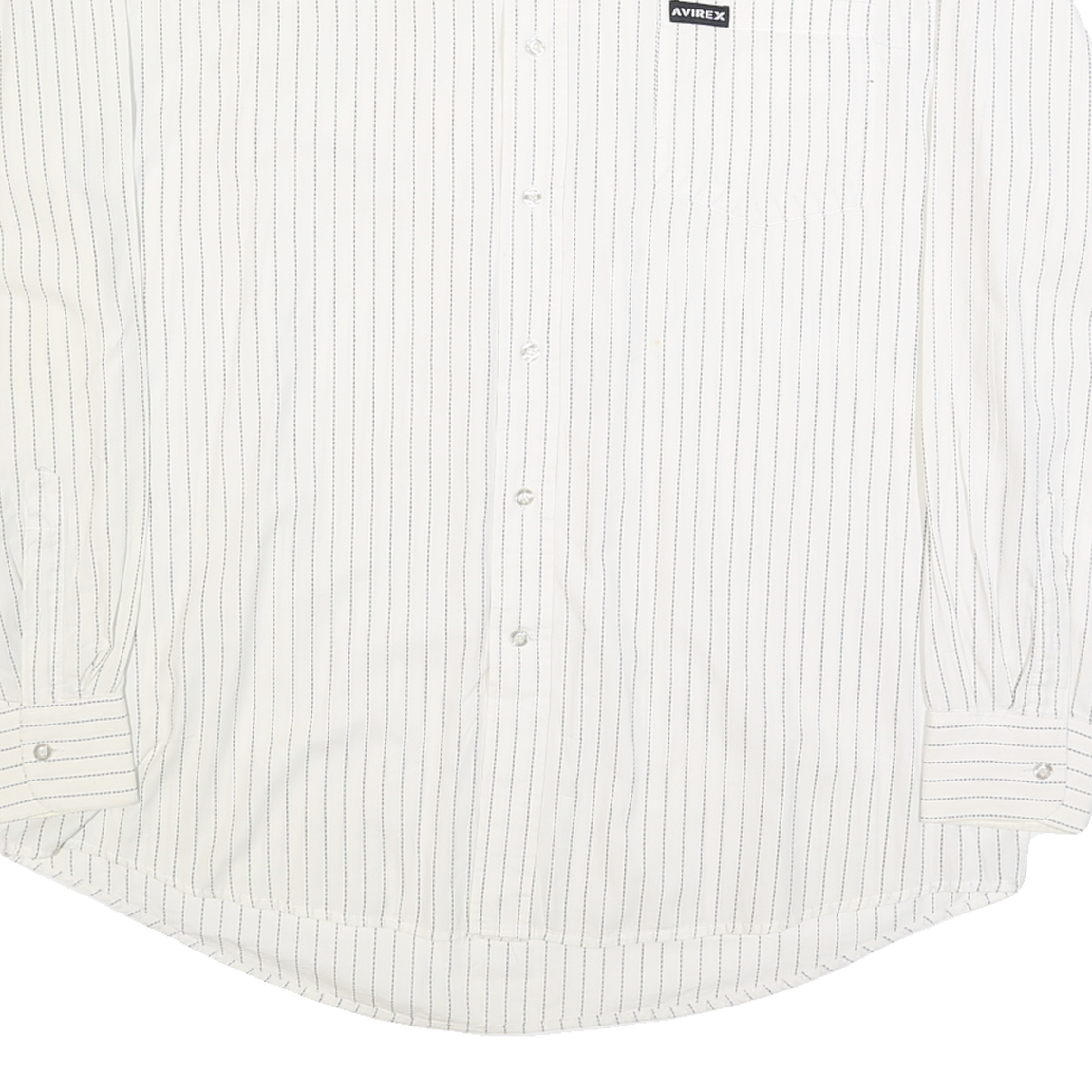 AVIREX Mens White & Black Stripe Cotton Shirt XL Classic Casual Button-Up