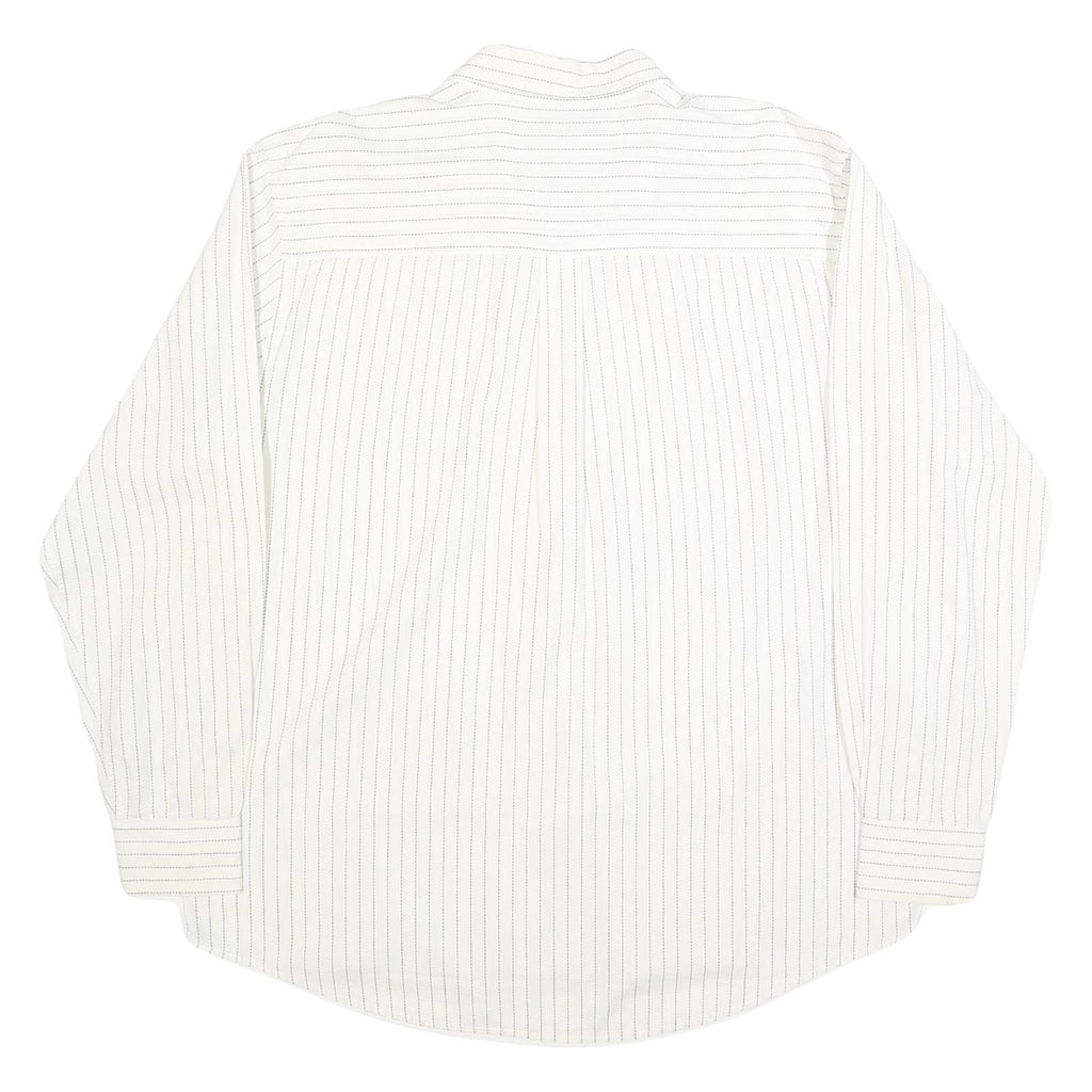 AVIREX Mens White & Black Stripe Cotton Shirt XL Classic Casual Button-Up