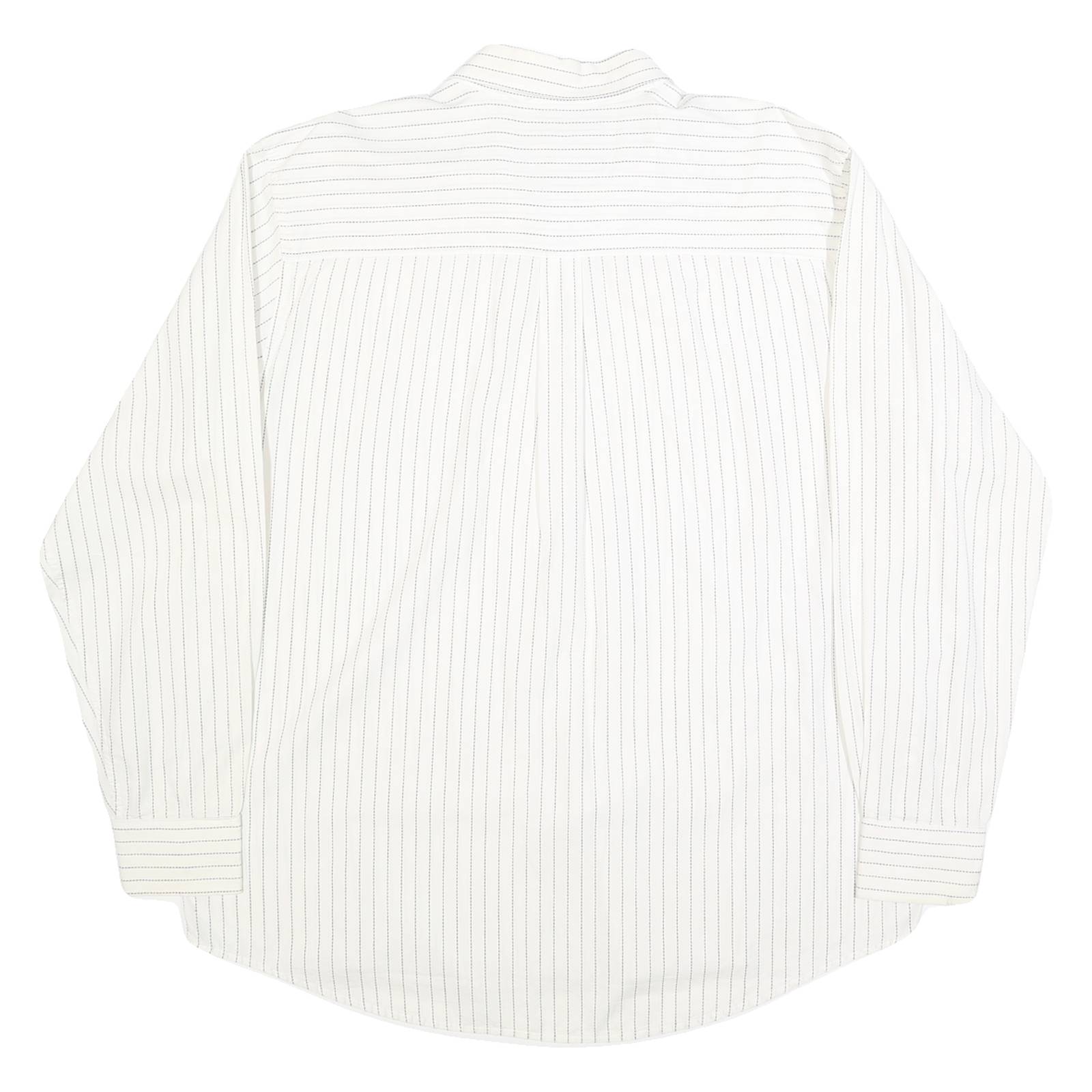 AVIREX Mens White & Black Stripe Cotton Shirt XL Classic Casual Button-Up
