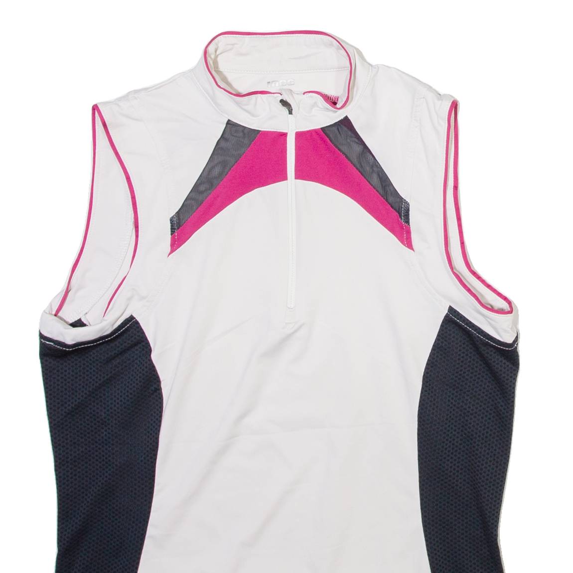 INOC Womens Jersey White Sleeveless 1/4 Zip S