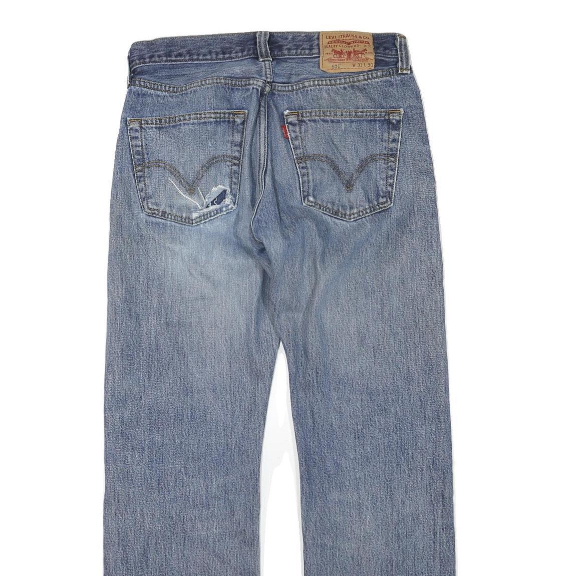 LEVI'S 501 Mens Jeans Blue Regular Straight Denim Medium W31 L30 Classic Button