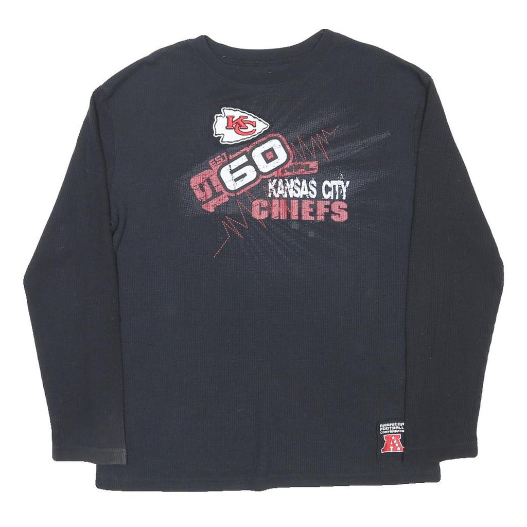 NFL Mens Black Kansas City Chiefs Graphic Long Sleeve Crew Neck XL