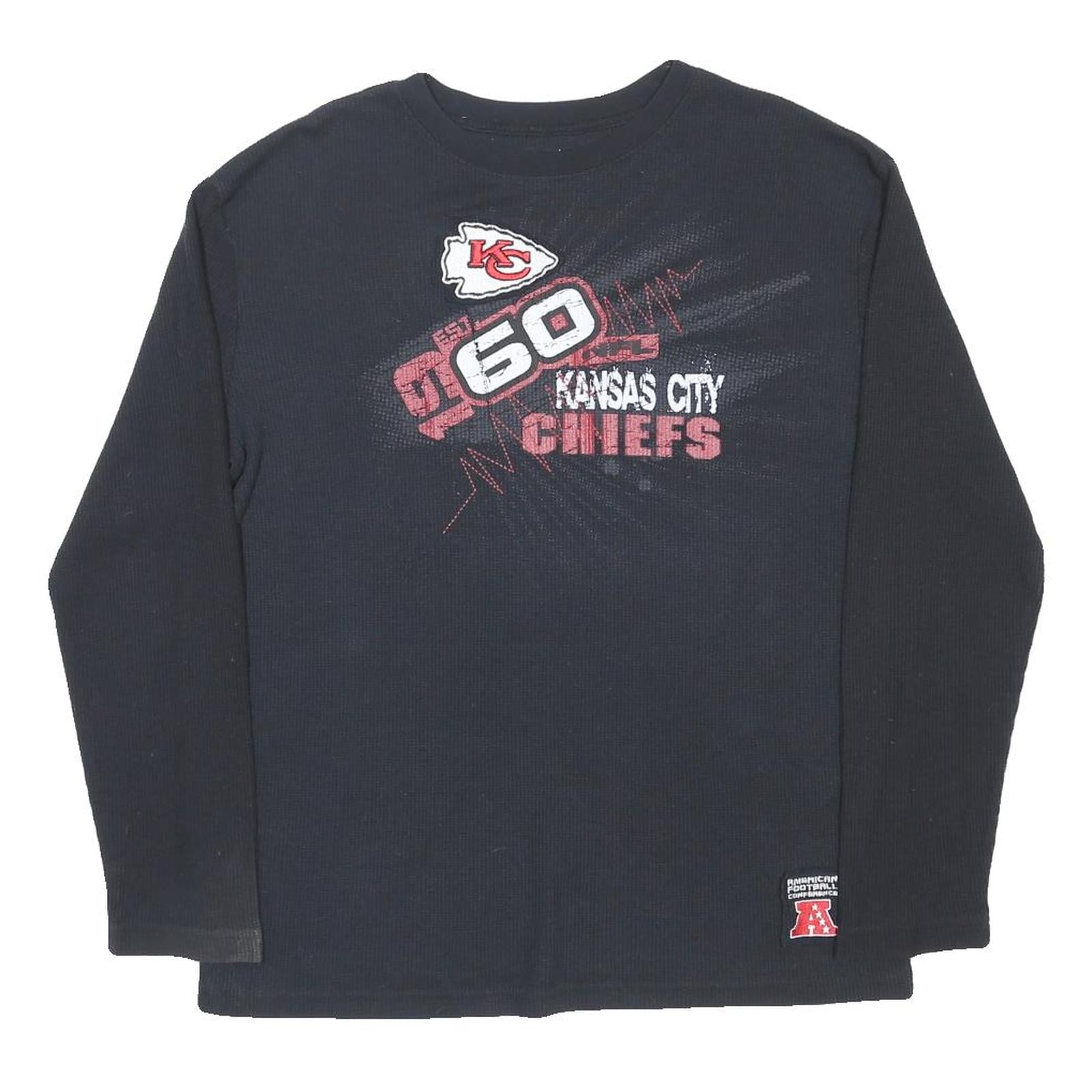 NFL Mens Black Kansas City Chiefs Graphic Long Sleeve Crew Neck XL