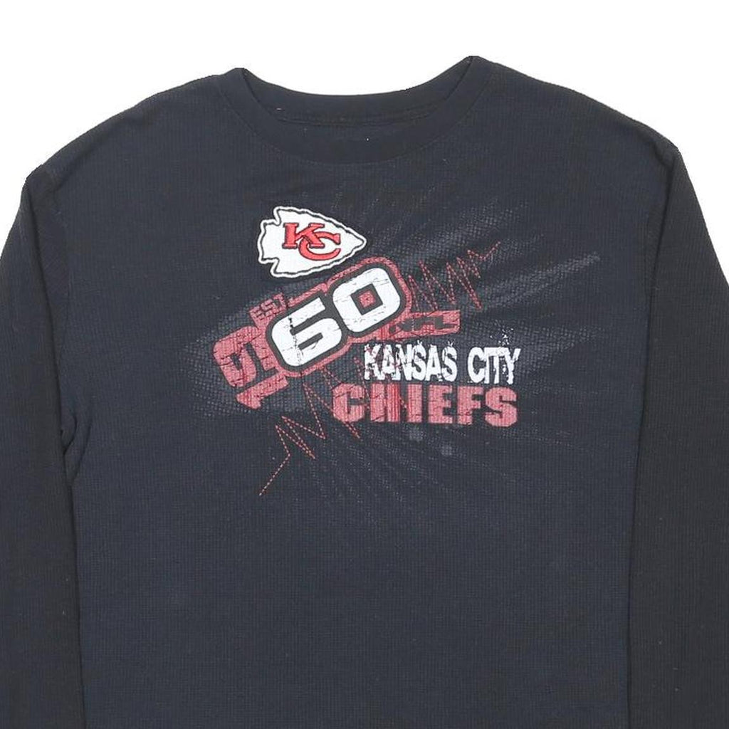 NFL Mens Black Kansas City Chiefs Graphic Long Sleeve Crew Neck XL