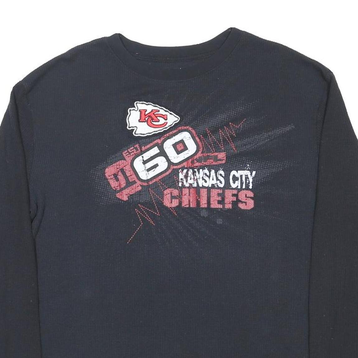 NFL Mens Black Kansas City Chiefs Graphic Long Sleeve Crew Neck XL