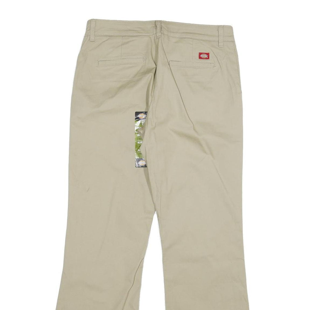DICKIES Womens Cotton Blend Beige Slim Straight Trousers W30 L31 Casual Workwear