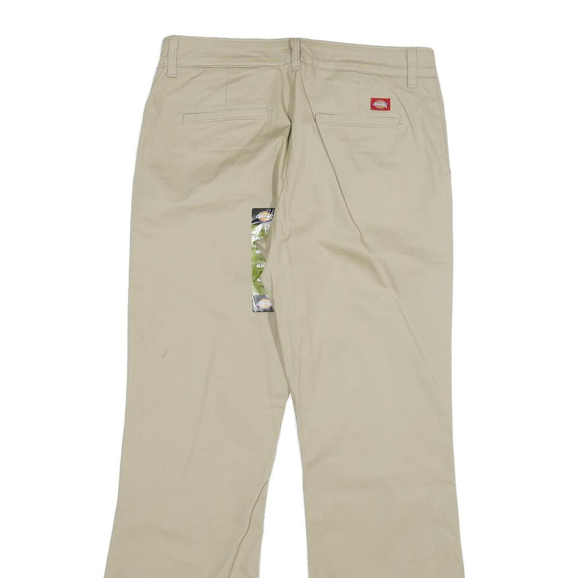 DICKIES Womens Cotton Blend Beige Slim Straight Trousers W30 L31 Casual Workwear