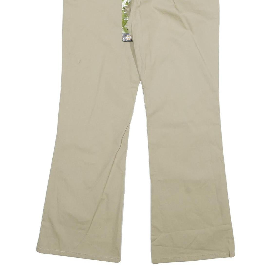 DICKIES Womens Cotton Blend Beige Slim Straight Trousers W30 L31 Casual Workwear