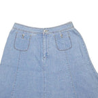 LIZWEAR Womens Blue Linen Blend A-Line Knee Length Woven Skirt M Two Pocket