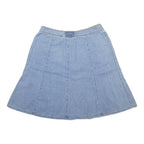 LIZWEAR Womens Blue Linen Blend A-Line Knee Length Woven Skirt M Two Pocket