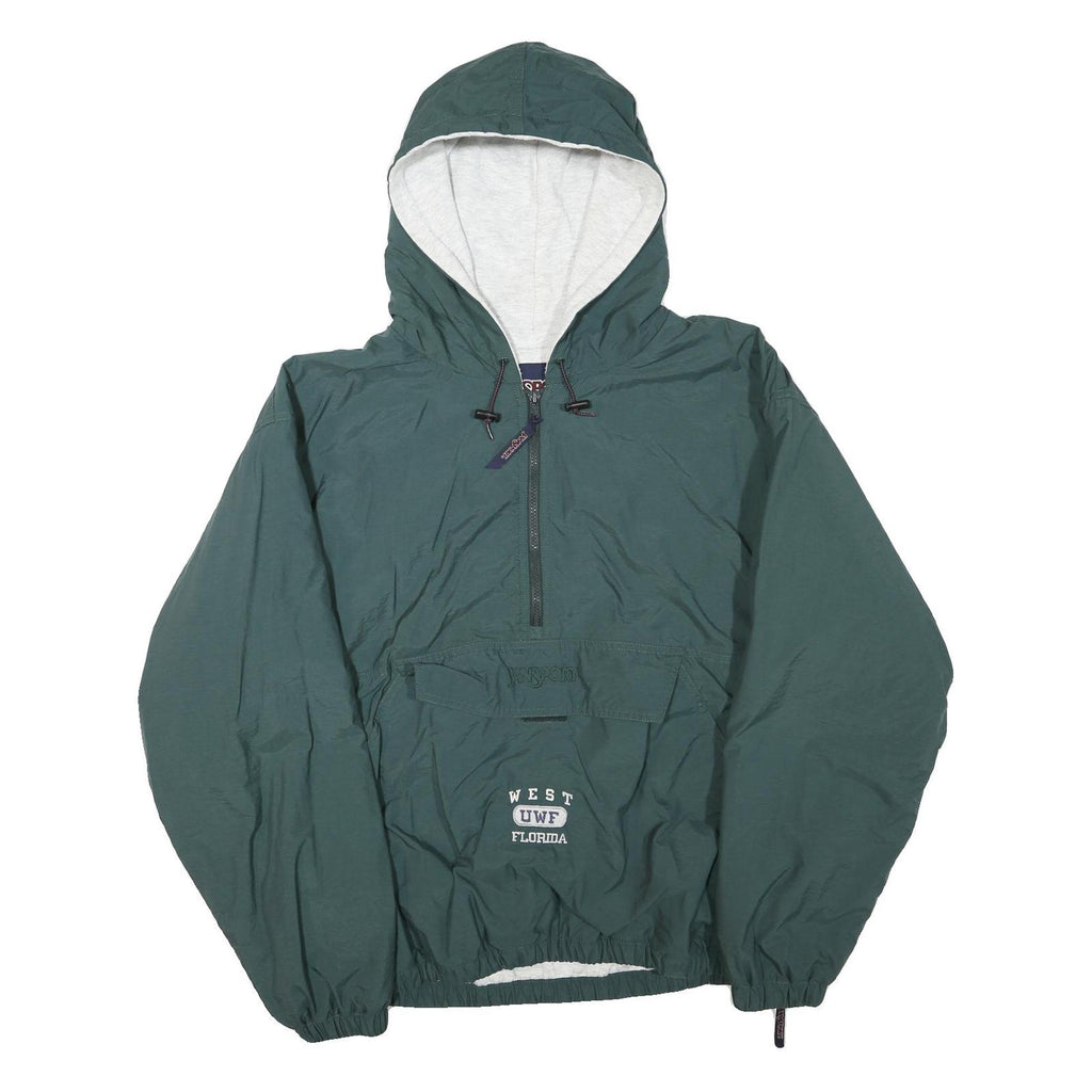 JANSPORT Mens Green Hooded Track Jacket L Polyester Blend Zip Outdoor Casual