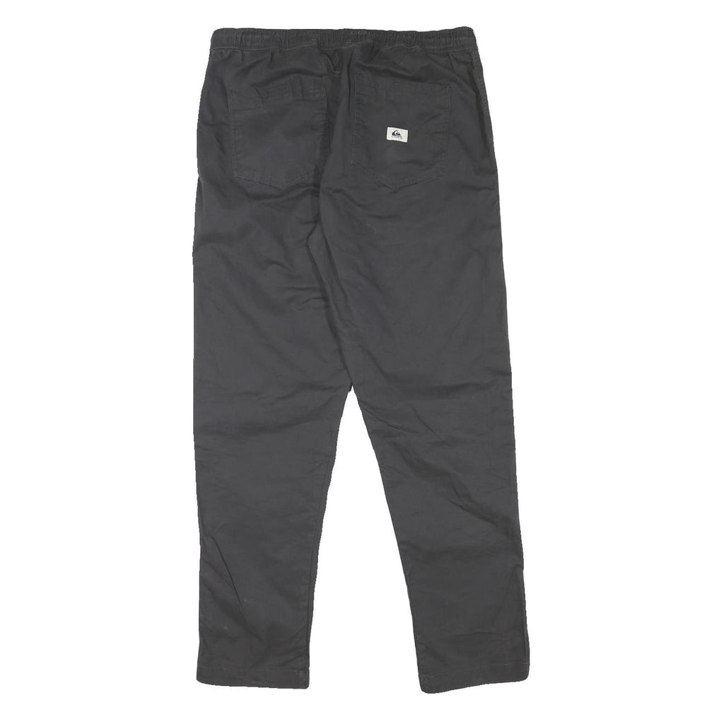 QUIKSILVER Mens Cotton Blend Black Slim Drawstring Trousers W32 L30 Casual Pants