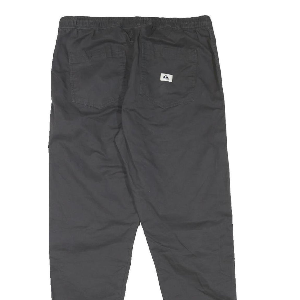 QUIKSILVER Mens Cotton Blend Black Slim Drawstring Trousers W32 L30 Casual Pants