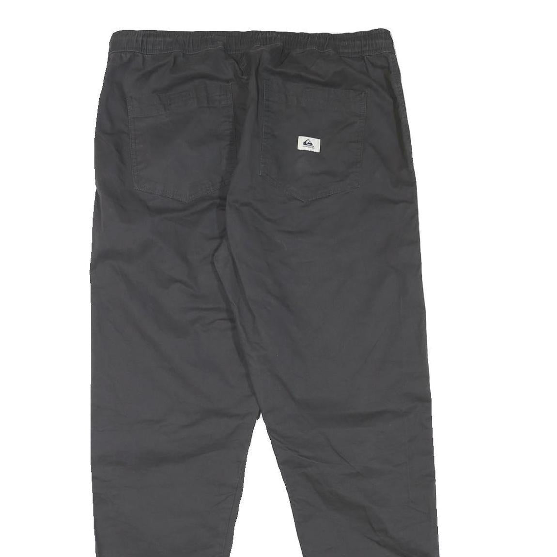 QUIKSILVER Mens Cotton Blend Black Slim Drawstring Trousers W32 L30 Casual Pants