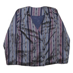 Womens Blue & Purple Striped Button Cotton Blend Jacket M Classic Fit