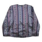 Womens Blue & Purple Striped Button Cotton Blend Jacket M Classic Fit