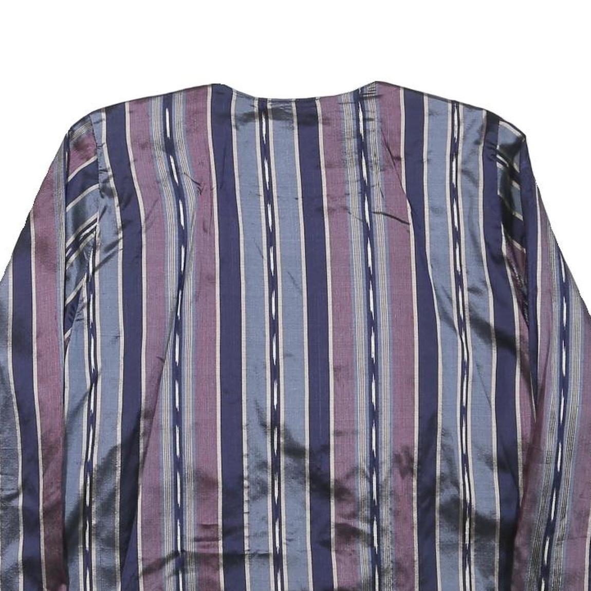 Womens Blue & Purple Striped Button Cotton Blend Jacket M Classic Fit