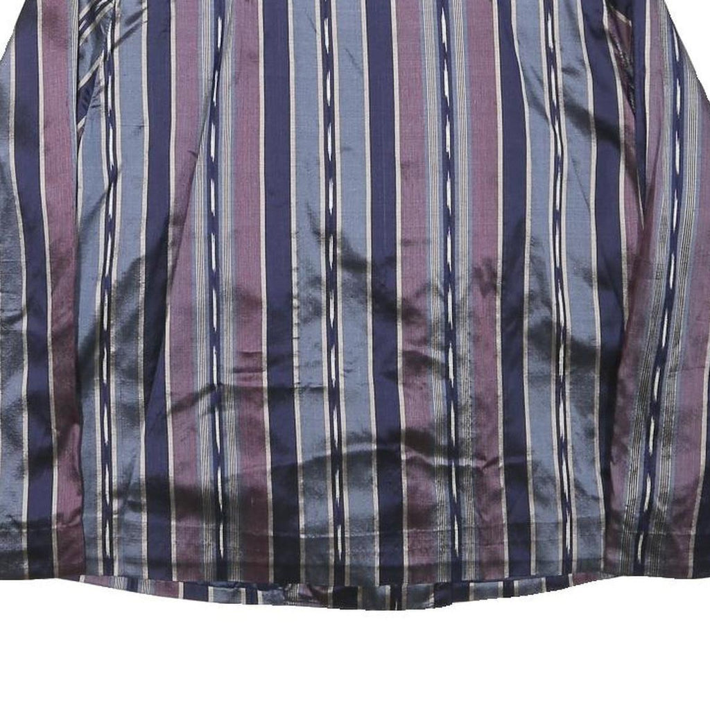 Womens Blue & Purple Striped Button Cotton Blend Jacket M Classic Fit