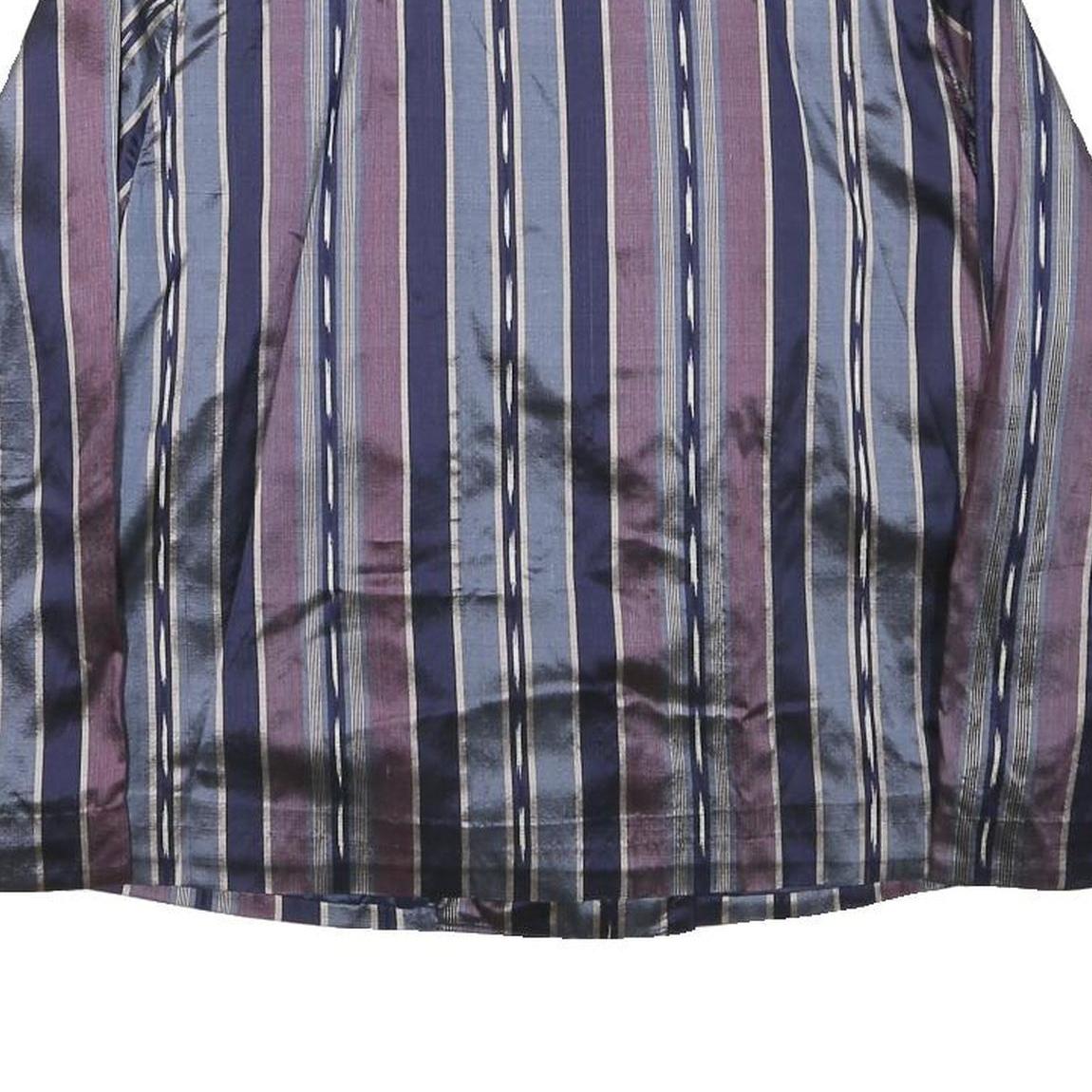 Womens Blue & Purple Striped Button Cotton Blend Jacket M Classic Fit