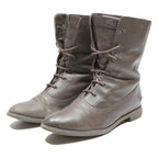 LACOSTE Women's Lace Up Leather Ankle Boots Brown UK 7 Casual Designer