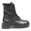 CHARLES & KEITH Womens Lace-Up Leather Ankle Boots Black UK 3 Chunky Sole Warm