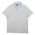 TOMMY HILFIGER Mens Grey Cotton Blend Polo Shirt M Short Sleeve Plain Casual