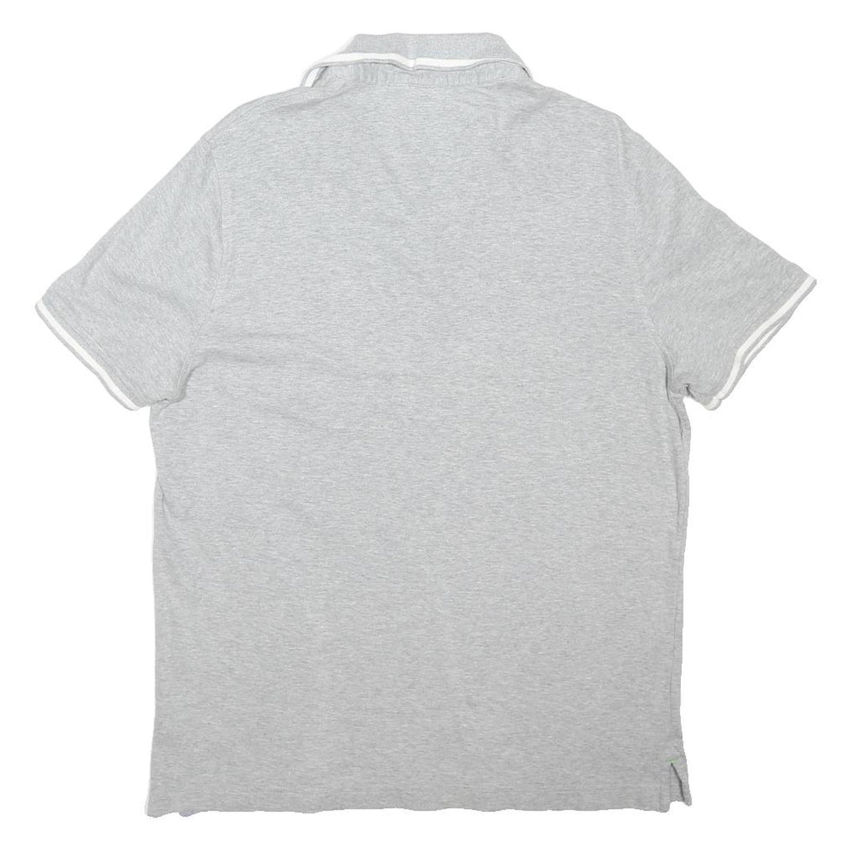 TOMMY HILFIGER Mens Grey Cotton Blend Polo Shirt M Short Sleeve Plain Casual