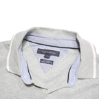 TOMMY HILFIGER Mens Grey Cotton Blend Polo Shirt M Short Sleeve Plain Casual