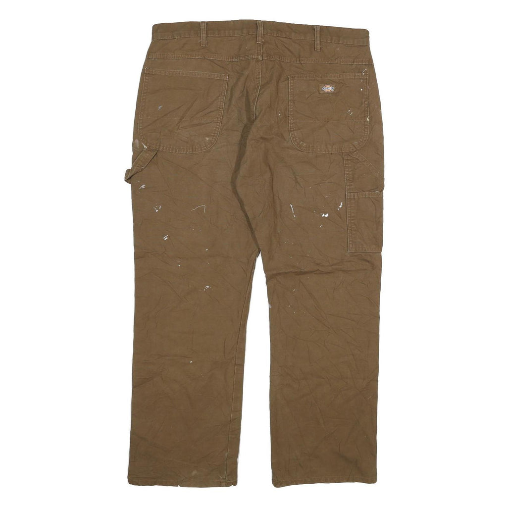 DICKIES Mens Regular Fit Brown Denim Cotton Blend W38 L29 Workwear Trousers