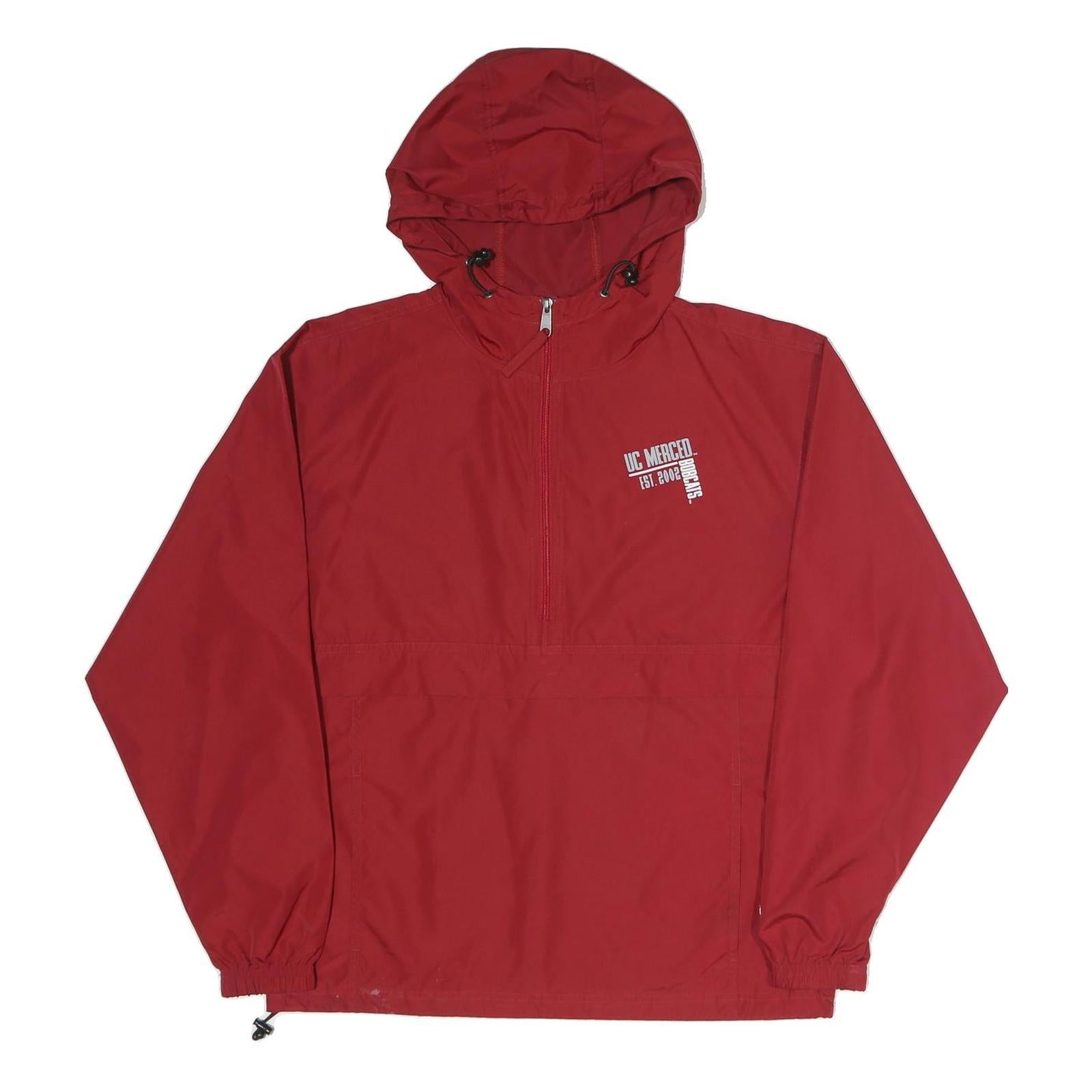 CHAMPION Mens Red Hooded Zip Jacket S Polyester Plain Lightweight Sportswear