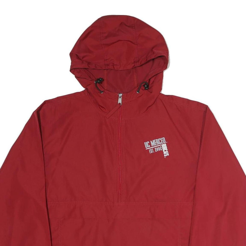 CHAMPION Mens Red Hooded Zip Jacket S Polyester Plain Lightweight Sportswear