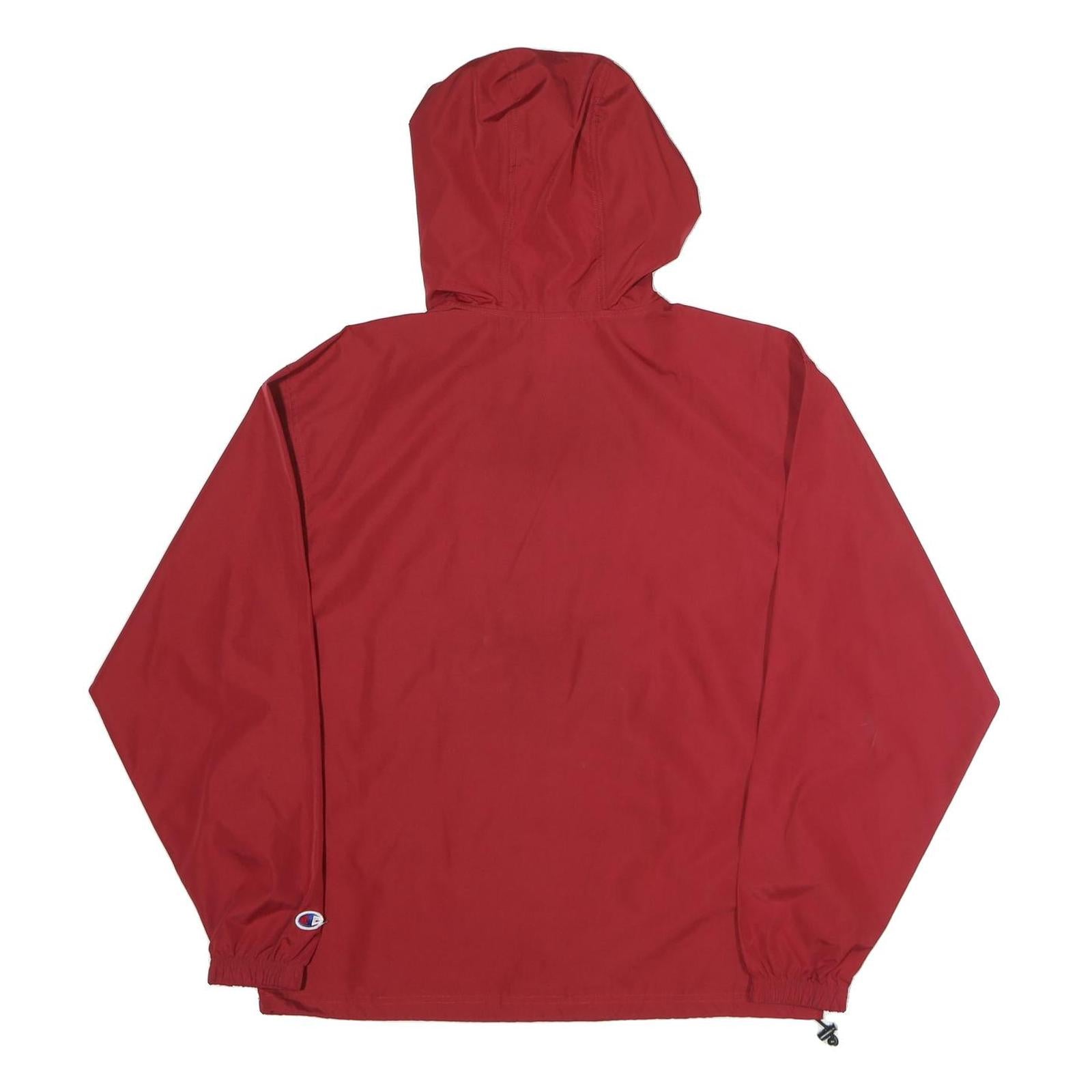 CHAMPION Mens Red Hooded Zip Jacket S Polyester Plain Lightweight Sportswear