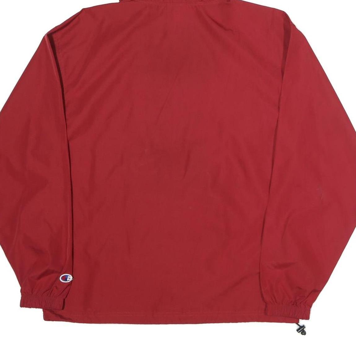 CHAMPION Mens Red Hooded Zip Jacket S Polyester Plain Lightweight Sportswear