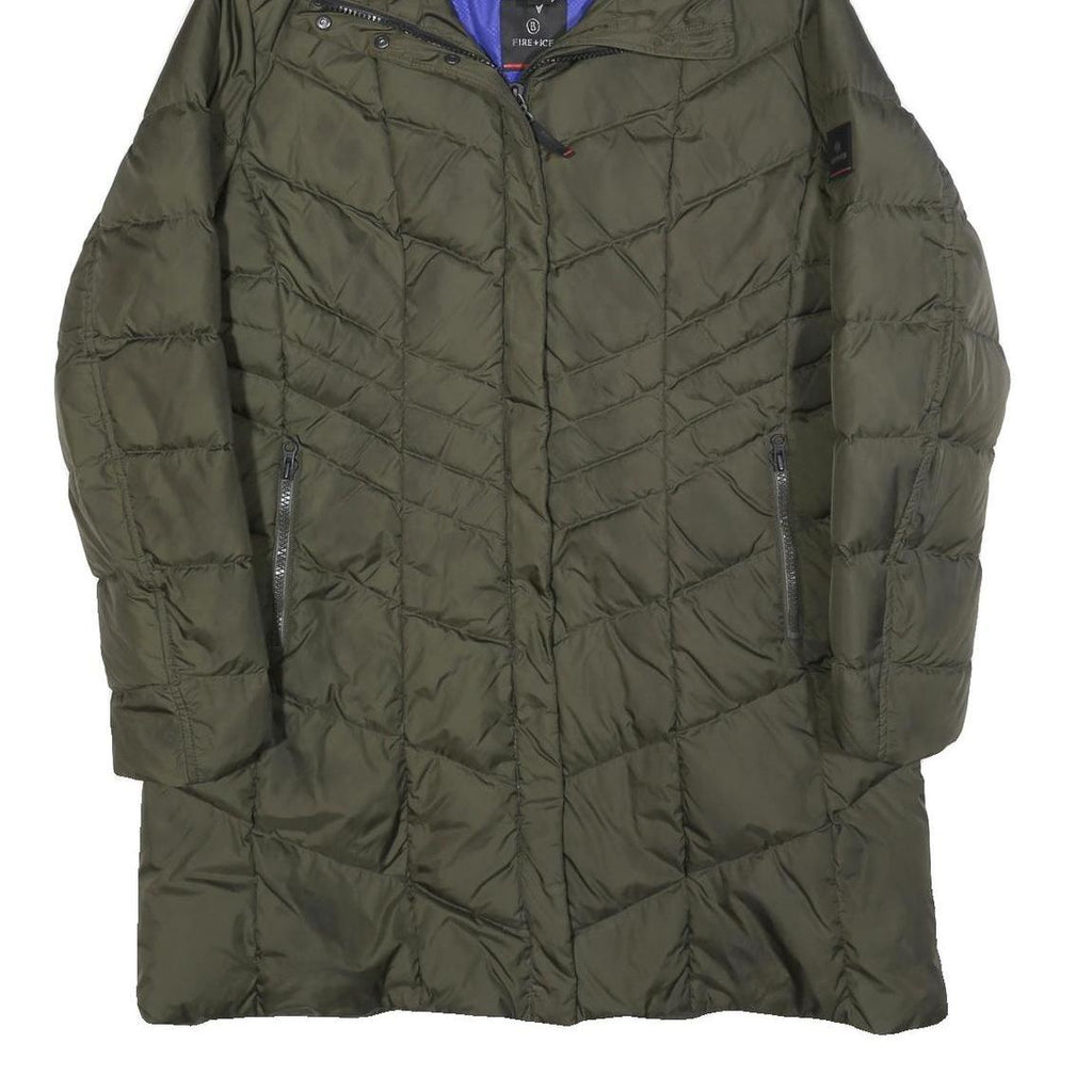 BOGNER Womens Green Quilted Jacket 2XL Polyester Puffer Zip Hooded Warm