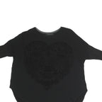 ZARA Womens Black Printed Top 3/4 Sleeve Round Neck Size S Casual Stylish