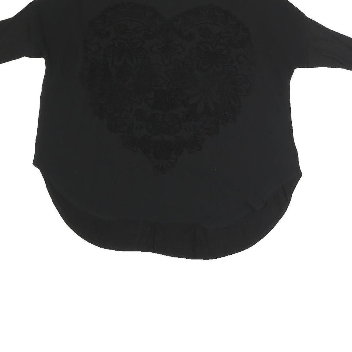 ZARA Womens Black Printed Top 3/4 Sleeve Round Neck Size S Casual Stylish