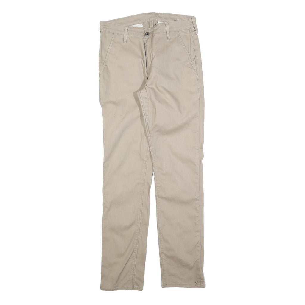 LEVI'S Mens Cotton Blend Beige Slim Straight Trousers W33 L34 Casual Zip
