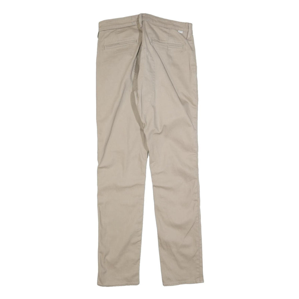 LEVI'S Mens Cotton Blend Beige Slim Straight Trousers W33 L34 Casual Zip
