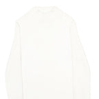 MODA INTERNATIONAL Womens White Plain Cotton Jumper Crew Neck Rib Knit S