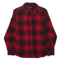 Mens Red & Black Check Shirt M Cotton Blend Casual Long Sleeve Button Closure