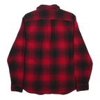 Mens Red & Black Check Shirt M Cotton Blend Casual Long Sleeve Button Closure