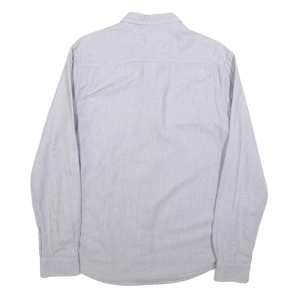 WRANGLER Mens Blue & White Striped Cotton Blend Shirt L Button Down Collar Long