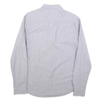 WRANGLER Mens Blue & White Striped Cotton Blend Shirt L Button Down Collar Long