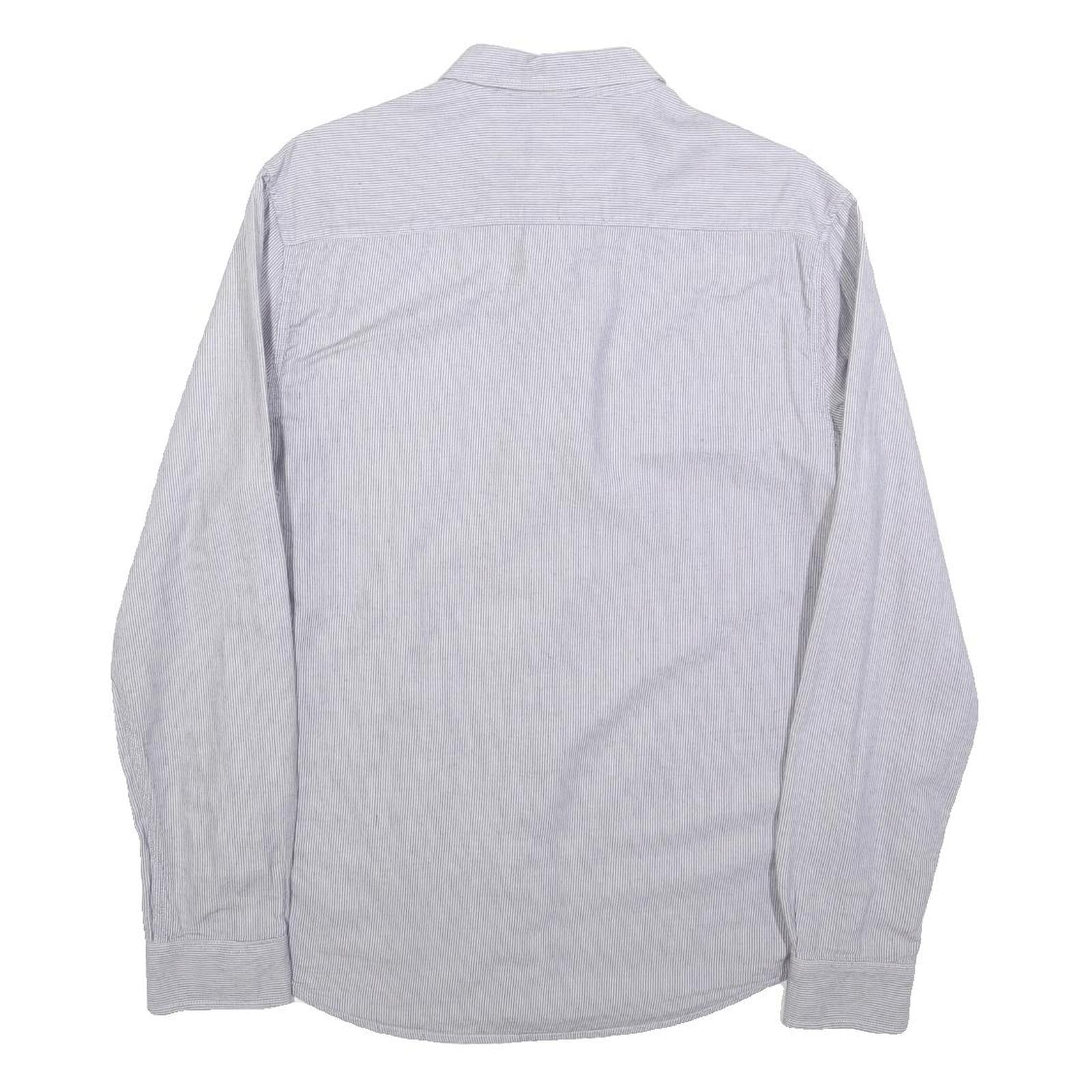 WRANGLER Mens Blue & White Striped Cotton Blend Shirt L Button Down Collar Long