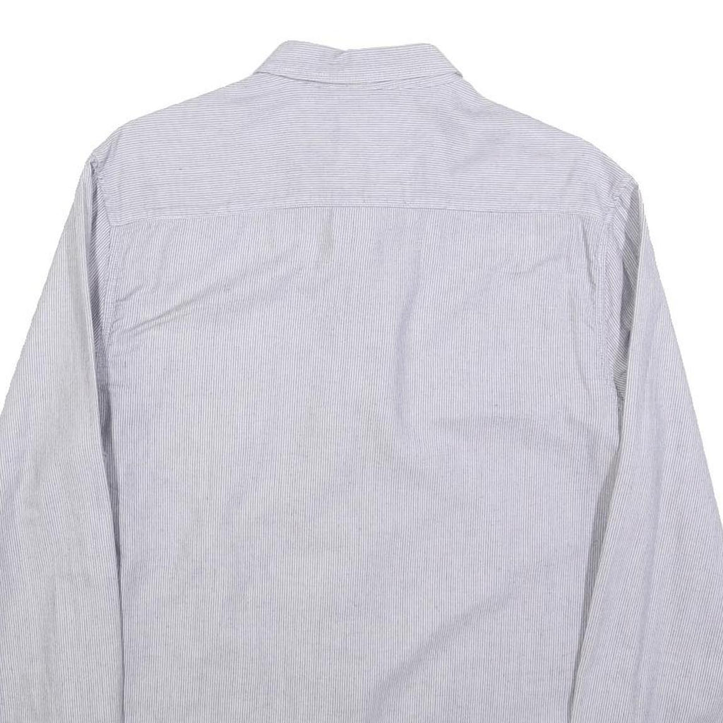 WRANGLER Mens Blue & White Striped Cotton Blend Shirt L Button Down Collar Long