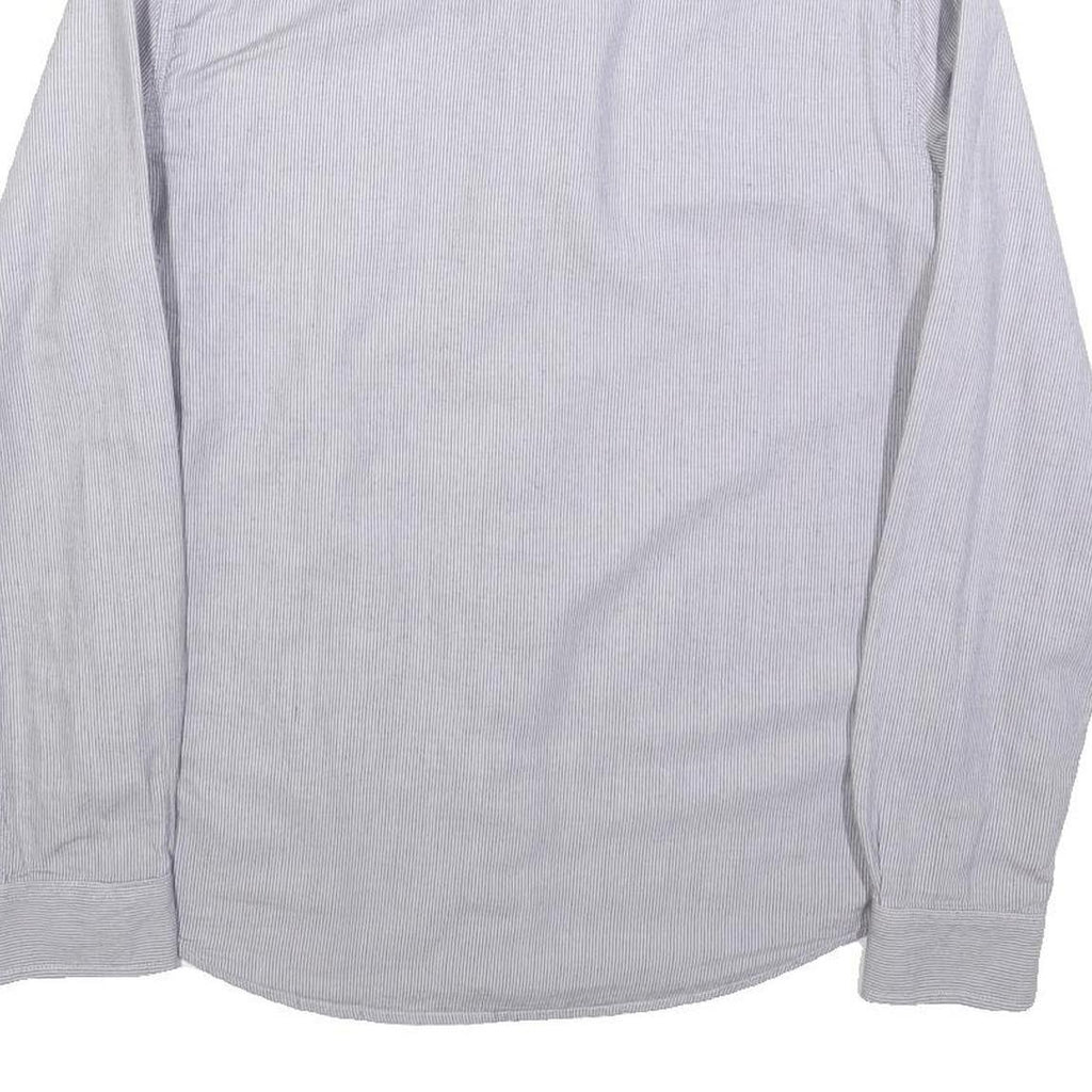 WRANGLER Mens Blue & White Striped Cotton Blend Shirt L Button Down Collar Long