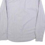 WRANGLER Mens Blue & White Striped Cotton Blend Shirt L Button Down Collar Long